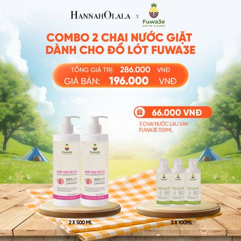  COMBO 2 NƯỚC GIẶT ĐỒ LÓT FUWA3E ECO-ENZYME TỪ VỎ DỨA - DEAL 9 