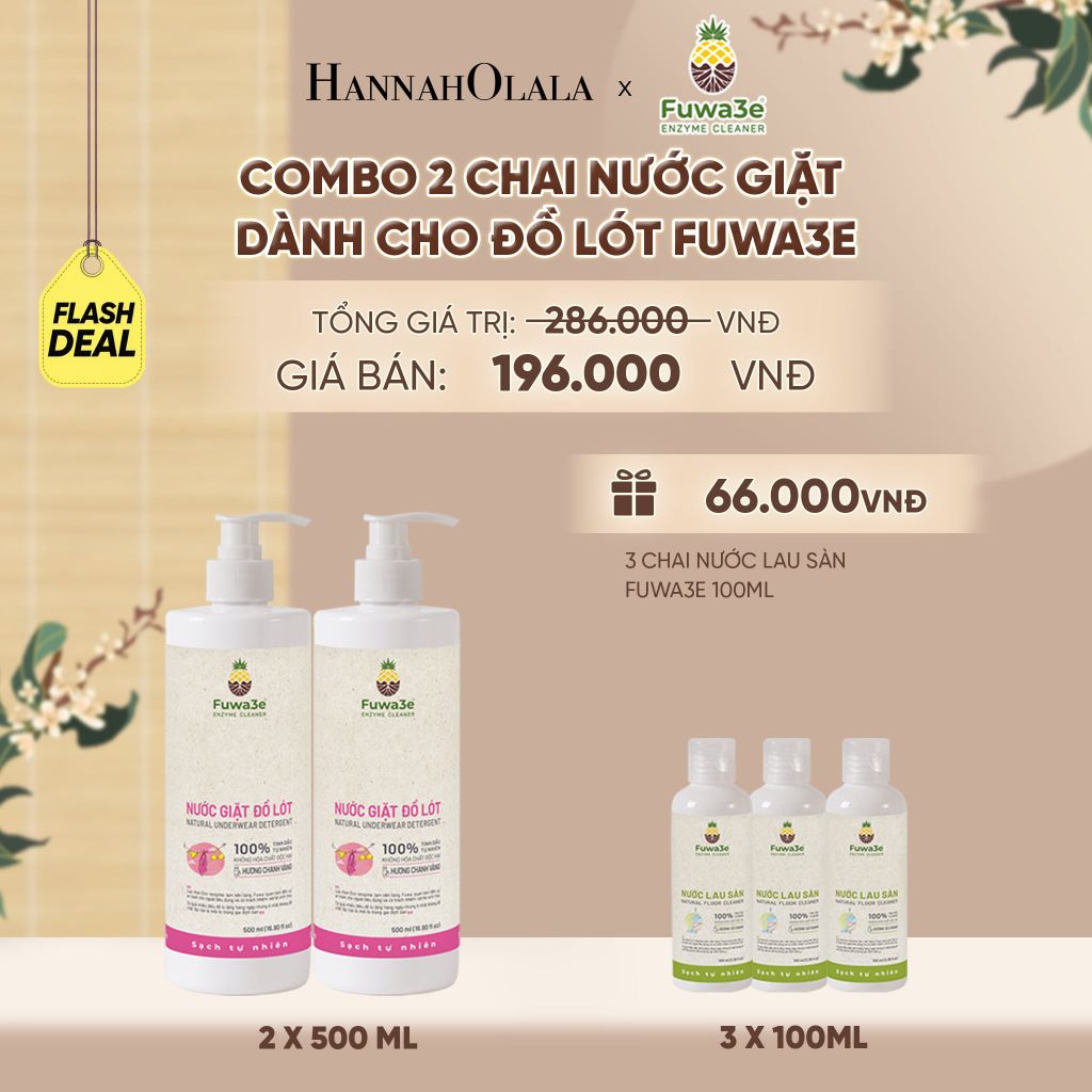  COMBO 2 NƯỚC GIẶT ĐỒ LÓT FUWA3E ECO-ENZYME TỪ VỎ DỨA - DEAL 9 - A2182 