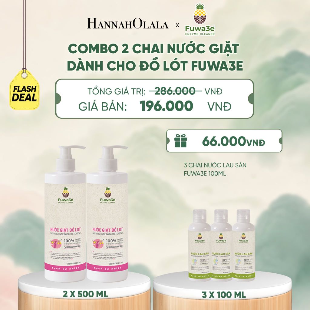  COMBO 2 NƯỚC GIẶT ĐỒ LÓT FUWA3E ECO - ENZYME TỪ VỎ DỨA - DEAL 9 - A1959 