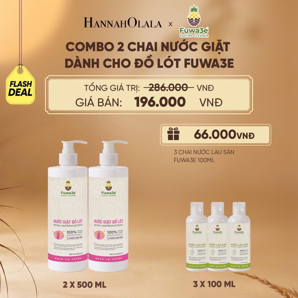  COMBO 2 NƯỚC GIẶT ĐỒ LÓT FUWA3E ECO-ENZYME TỪ VỎ DỨA - DEAL 9 - E41 