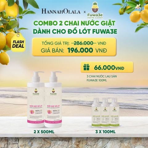  COMBO 2 NƯỚC GIẶT ĐỒ LÓT FUWA3E ECO-ENZYME TỪ VỎ DỨA - DEAL 9 