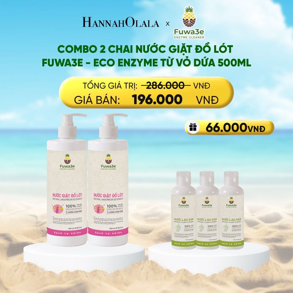  DEAL 9: COMBO 2 NƯỚC GIẶT ĐỒ LÓT FUWA3E ECO - ENZYME TỪ VỎ DỨA 