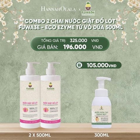  DEAL 14: COMBO 2 NƯỚC GIẶT ĐỒ LÓT FUWA3E ECO - ENZYME TỪ VỎ DỨA 