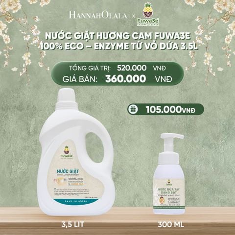  DEAL 4: NƯỚC GIẶT FUWA3E CAM PHÙ HỢP CHO ĐỒ LÓT ĐỒ LỤA VÀ AN TOÀN CHO ĐỒ EM BÉ 3.5L 