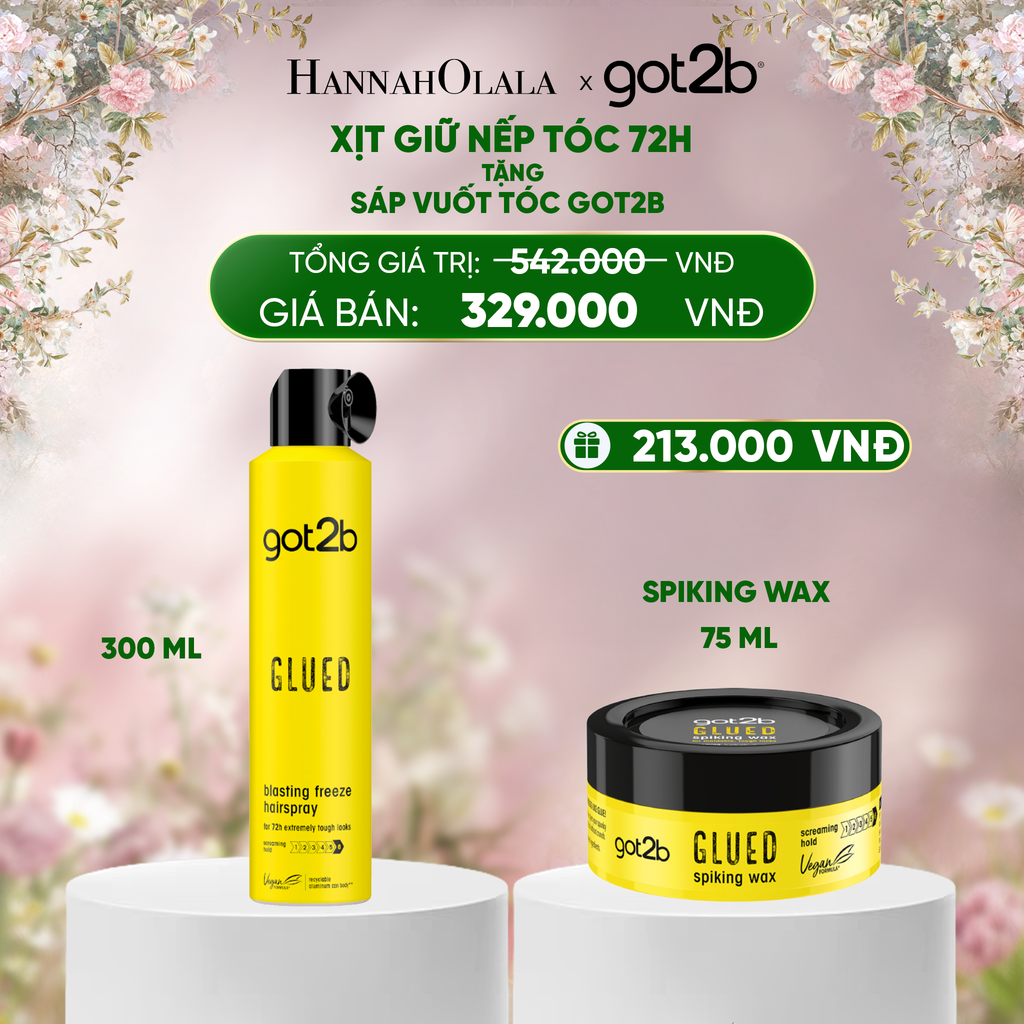  DEAL 1: MUA 1 CHAI XỊT GIỮ NÊP TÓC GOT2B HAIRSPRAY MÀU VÀNG TẶNG 1 TUÝP GEL TẠO KIỂU TÓC GOT2B GLUED GEL 