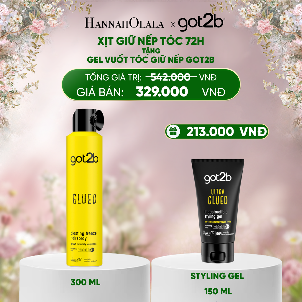  DEAL 2: MUA 1 CHAI XỊT GIỮ NẾP TÓC GOT2B HAIRSPRAY MÀU VÀNG TẶNG 1 HỦ GEL TẠO KIỂU TÓC GOT2B SPIKING WAX 
