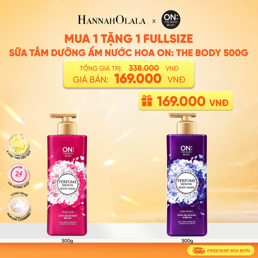  SỮA TẮM DƯỠNG ẨM HƯƠNG NƯỚC HOA ON: THE BODY PERFUME 500G 
