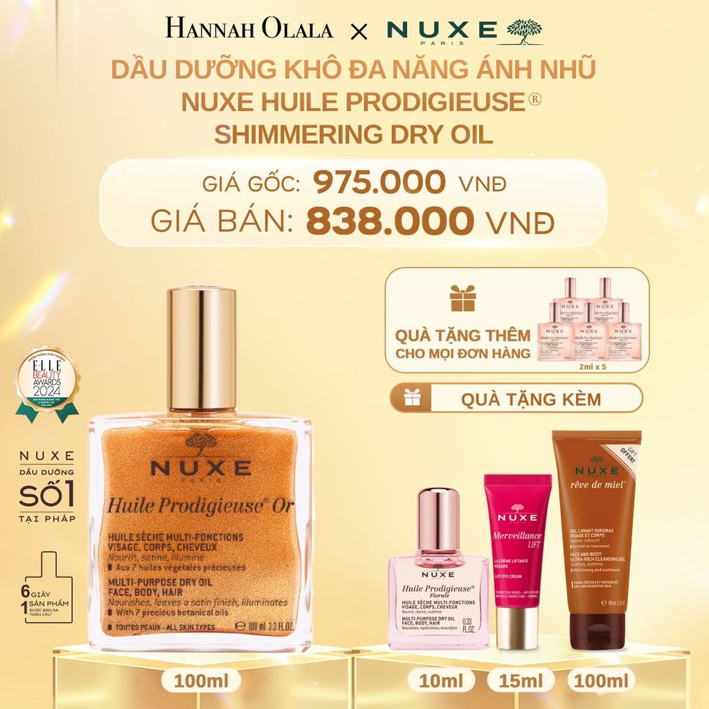  C707_DEAL 2: DẦU DƯỠNG KHÔ ĐA NĂNG ÁNH NHŨ NUXE HUILE PRODIGIEUSE SHIMMERING DRY OIL 100ML 