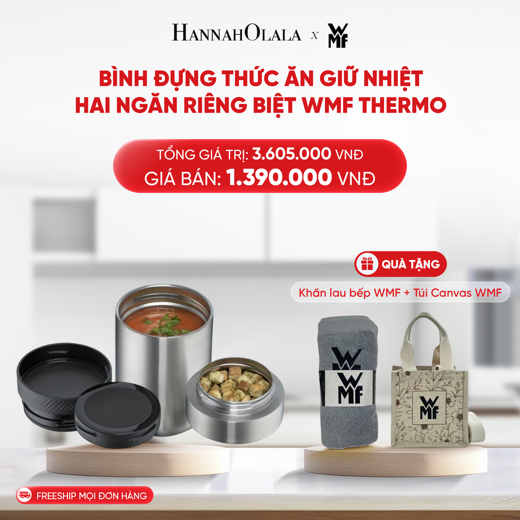  B152_DEAL 15: BÌNH ĐỰNG THỨC ĂN GIỮ NHIỆT HAI NGĂN RIÊNG BIỆT WMF THERMO 