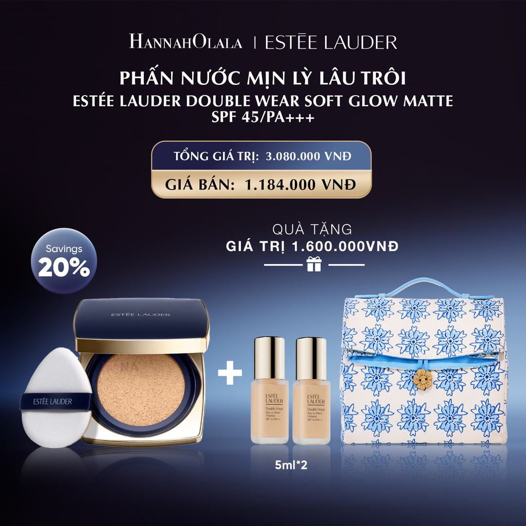  PHẤN NƯỚC MỊN LỲ LÂU TRÔI ESTEE LAUDER DOUBLE WEAR SOFT GLOW MATTE SPF 45 - PA+++ (GIẢM 20%)_E24 