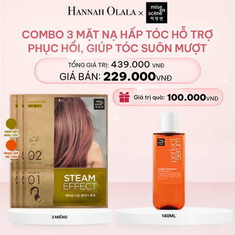  E493_DEAL 4: COMBO 3 MẶT NẠ HẤP TÓC HỖ TRỢ PHỤC HỒI STEAM HAIR MASK DAMAGE CARE PACK DÀNH CHO TÓC HƯ TỔN, GIÚP TÓC TRÔNG SUÔN MỀM VÀ BÓNG MƯỢT 