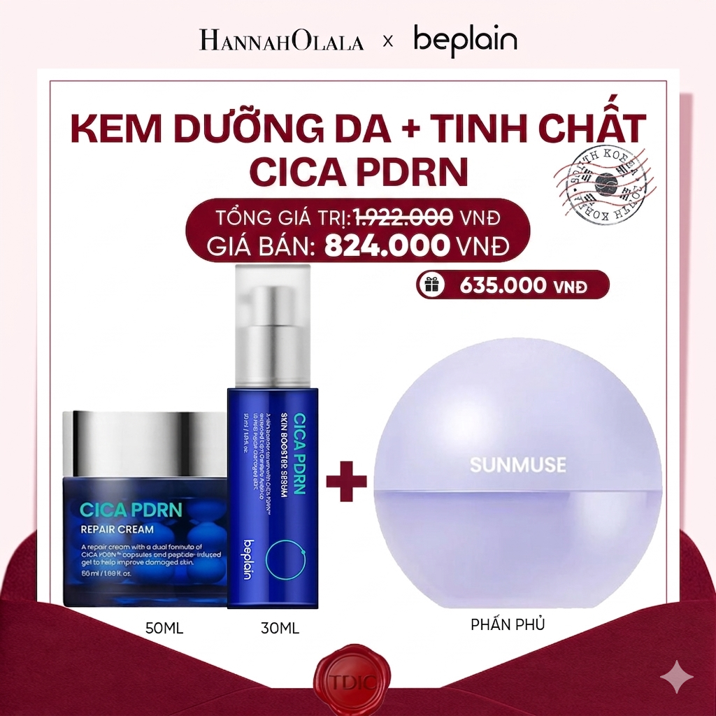  COMBO BEPLAIN KEM DƯỠNG DA CICA PDRN REPAIR CREAM 50ML+ BEPLAIN TINH CHẤT CICA PDRN SKIN BOOSTER SERUM 30ML_M28 