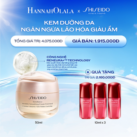  B4_DEAL 12: KEM DƯỠNG DA CHỐNG LÃO HÓA GIÀU ẨM SHISEIDO BENEFIANCE WRINKLE SMOOTHING CREAM ENRICHED 50ML 