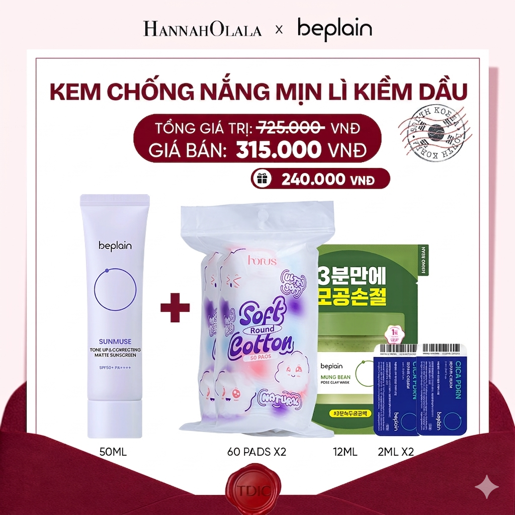  KEM CHỐNG NẮNG BEPLAIN SUNMUSE SUNSCREEN SPF50+ PA++++ 50ML PHÂN LOẠI BẤT KÌ_M19 