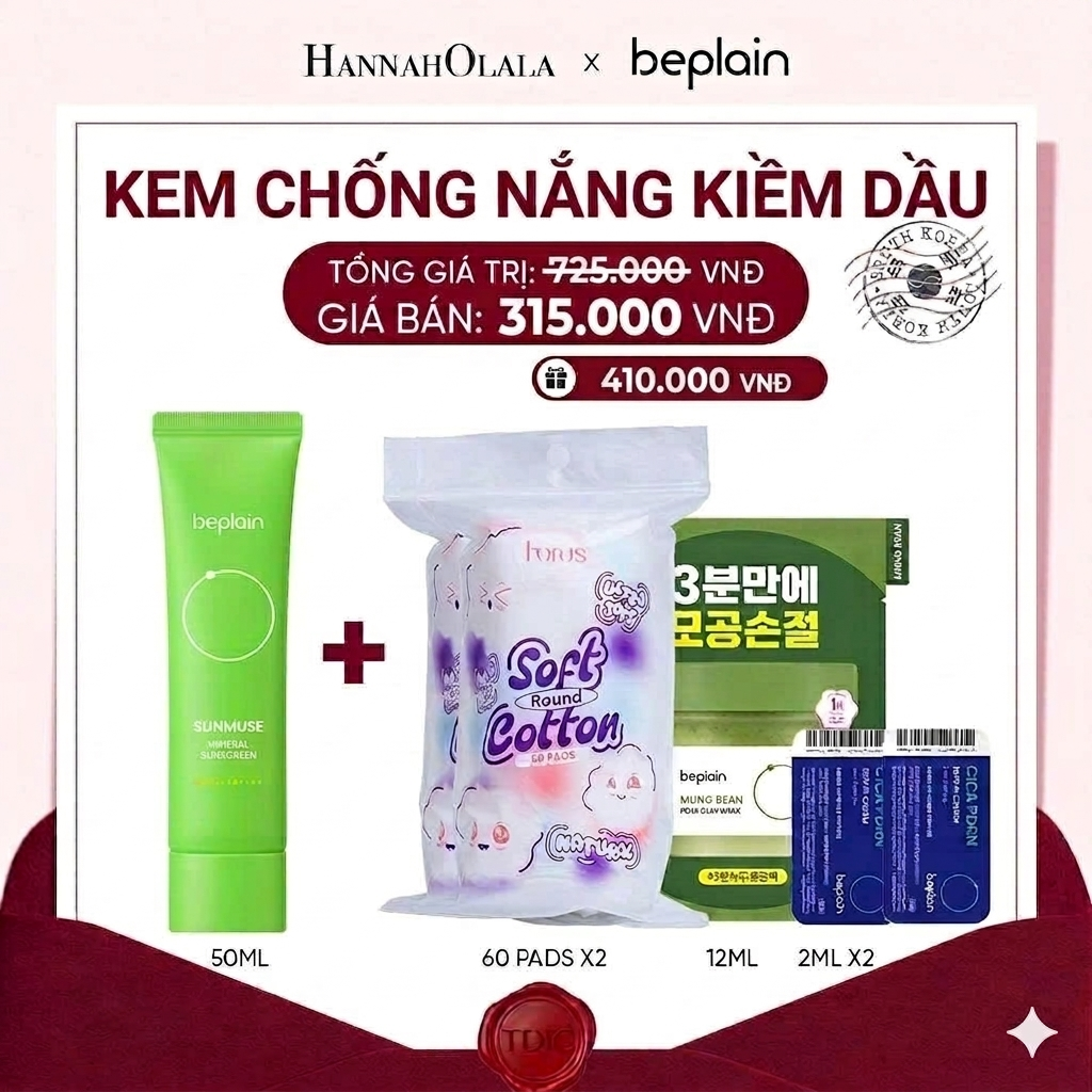  KEM CHỐNG NẮNG BEPLAIN SUNMUSE SUNSCREEN SPF50+ PA++++ 50ML PHÂN LOẠI BẤT KÌ_M19 