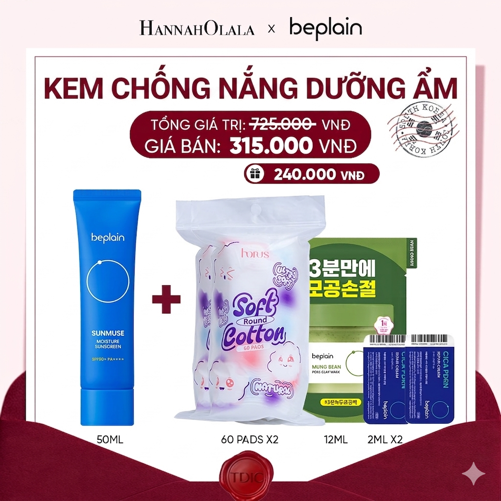  KEM CHỐNG NẮNG BEPLAIN SUNMUSE SUNSCREEN SPF50+ PA++++ 50ML PHÂN LOẠI BẤT KÌ_M19 