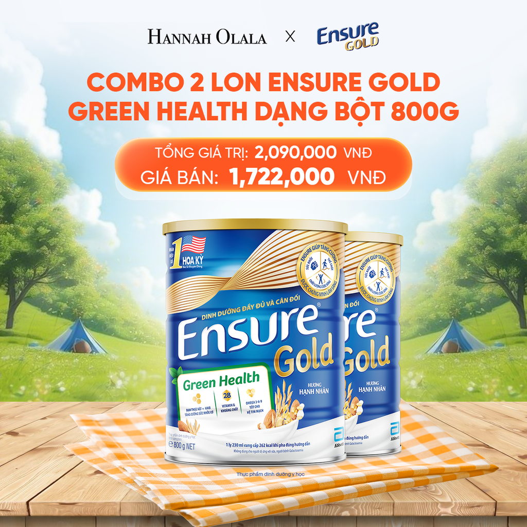  DEAL 6: COMBO 2 LON ENSURE GOLD DẠNG BỘT 800G (GREEN HEALTH) 