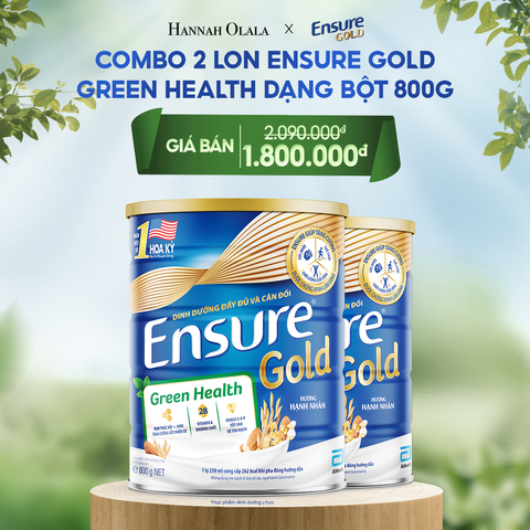  DEAL 6: COMBO 2 LON ENSURE GOLD DẠNG BỘT 800G (GREEN HEALTH) 