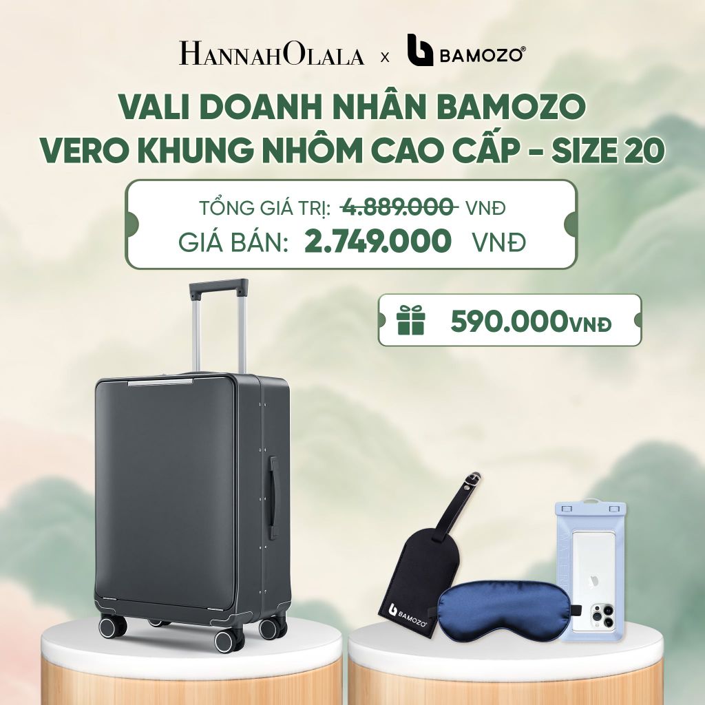  VALI DOANH NHÂN BAMOZO VERO KHUNG NHÔM CAO CẤP (TẶNG TAG HÀNH LÝ DA + TÚI ĐỰNG ĐT CHỐNG NƯỚC + BỊT MẮT LỤA SATIN) - DEAL 5 - A797 