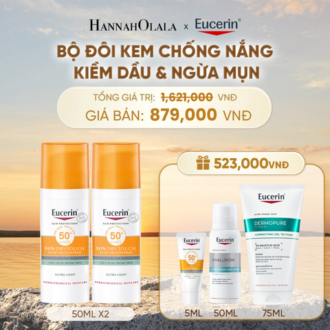  BỘ ĐÔI KEM CHỐNG NẮNG GIÚP HỖ TRỢ GIẢM BÓNG NHỜN EUCERIN SUN DRY TOUCH OIL CONTROL FACE SPF50+ 50ML - B605 