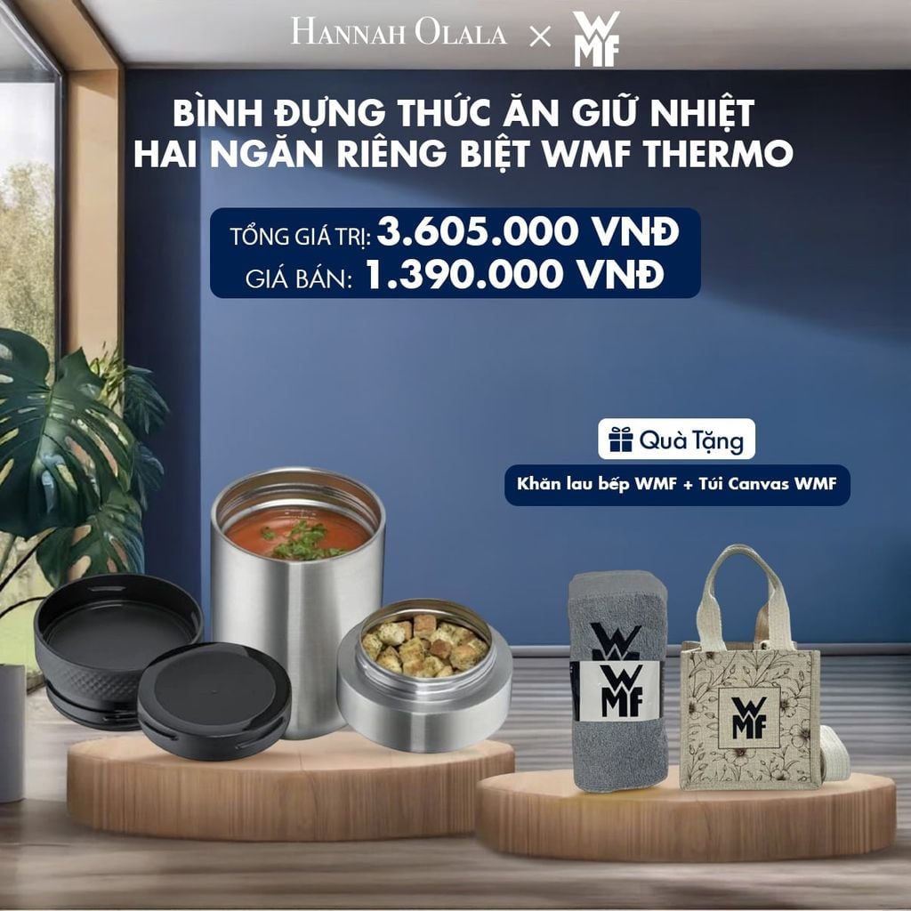  BÌNH ĐỰNG THỨC ĂN GIỮ NHIỆT HAI NGĂN RIÊNG BIỆT WMF THERMO - DEAL 13 