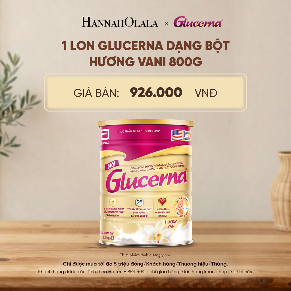  1 LON GLUCERNA DẠNG BỘT HƯƠNG VANI 800G DEAL 1: - D25 