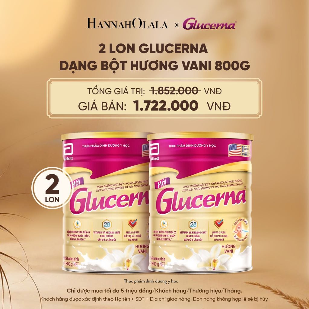  2 LON GLUCERNA DẠNG BỘT HƯƠNG VANI 800G DEAL 2: - E157 