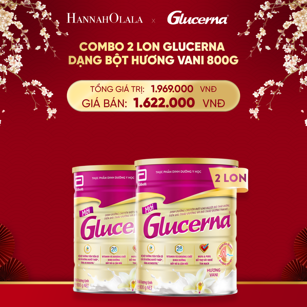  A44_DEAL 2: 2 LON GLUCERNA DẠNG BỘT HƯƠNG VANI 800G 