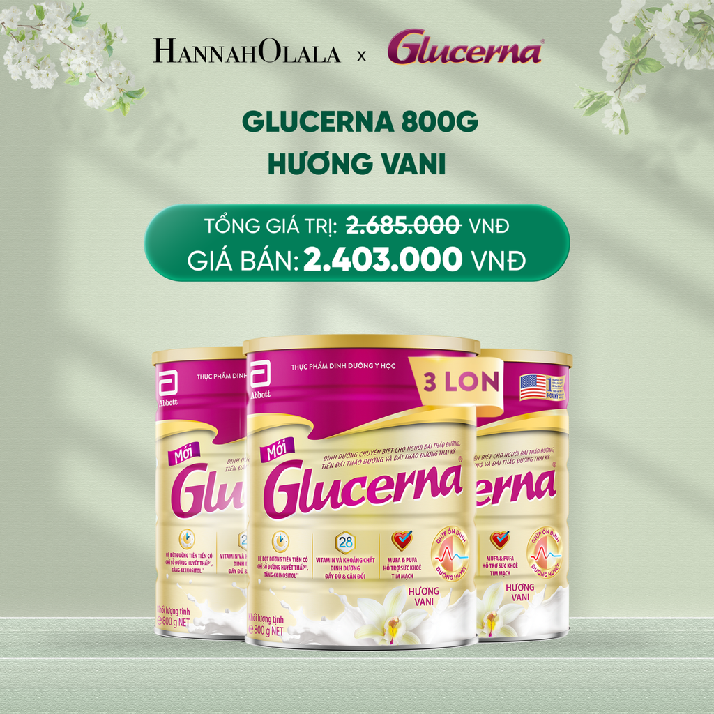  DEAL 3: 3 LON GLUCERNA DẠNG BỘT HƯƠNG VANI 800G 