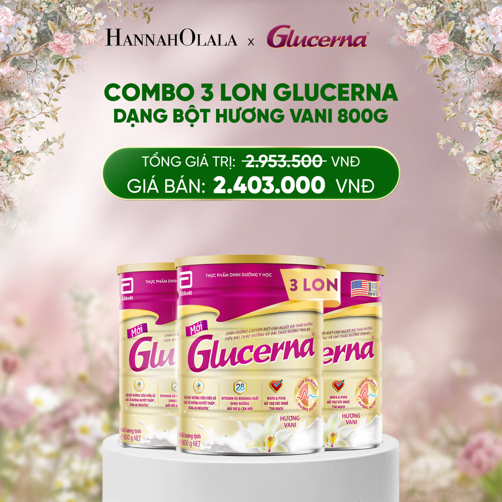  DEAL 3: 3 LON GLUCERNA DẠNG BỘT HƯƠNG VANI 800G 