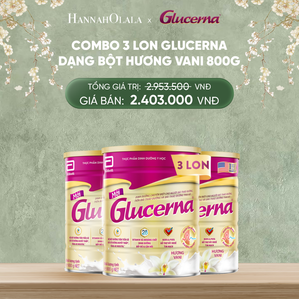  D680_DEAL 3: 3 LON GLUCERNA DẠNG BỘT HƯƠNG VANI 800G 