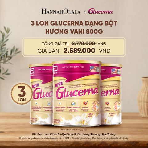  3 LON GLUCERNA DẠNG BỘT HƯƠNG VANI 800G DEAL 3: - D29 