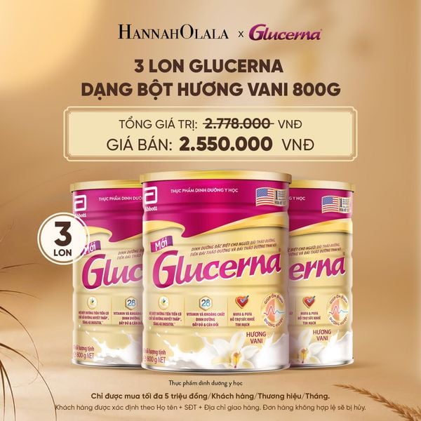  3 LON GLUCERNA DẠNG BỘT HƯƠNG VANI 800G DEAL 3: - E158 