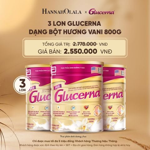  3 LON GLUCERNA DẠNG BỘT HƯƠNG VANI 800G DEAL 3: - E158 