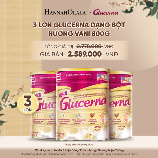  3 LON GLUCERNA DẠNG BỘT HƯƠNG VANI 800G DEAL 3: - A761 