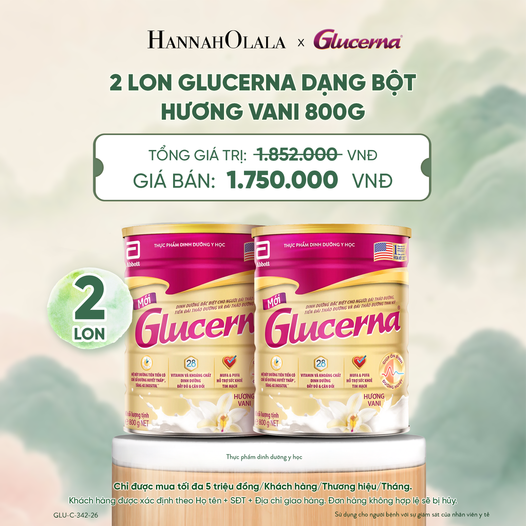  2 LON GLUCERNA DẠNG BỘT HƯƠNG VANI 800G DEAL 2: - A1571 