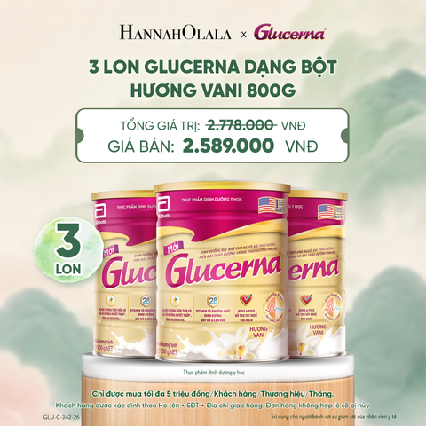  3 LON GLUCERNA DẠNG BỘT HƯƠNG VANI 800G DEAL 3: - A1572 