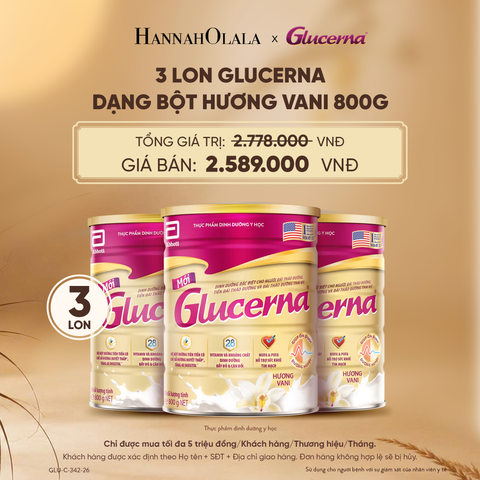  3 LON GLUCERNA DẠNG BỘT HƯƠNG VANI 800G DEAL 3: - E101 
