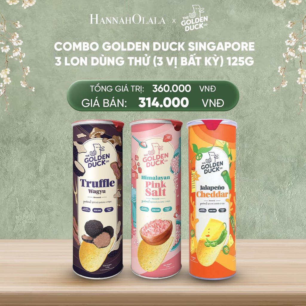 DEAL 3: COMBO SNACK KHOAI TÂY GOLDEN DUCK SINGAPORE 3 LON DÙNG THỬ (3 VỊ BẤT KỲ) 