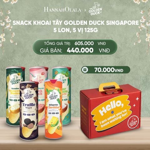  DEAL 1: SNACK KHOAI TÂY GOLDEN DUCK SINGAPORE 5 LON, 5 VỊ 