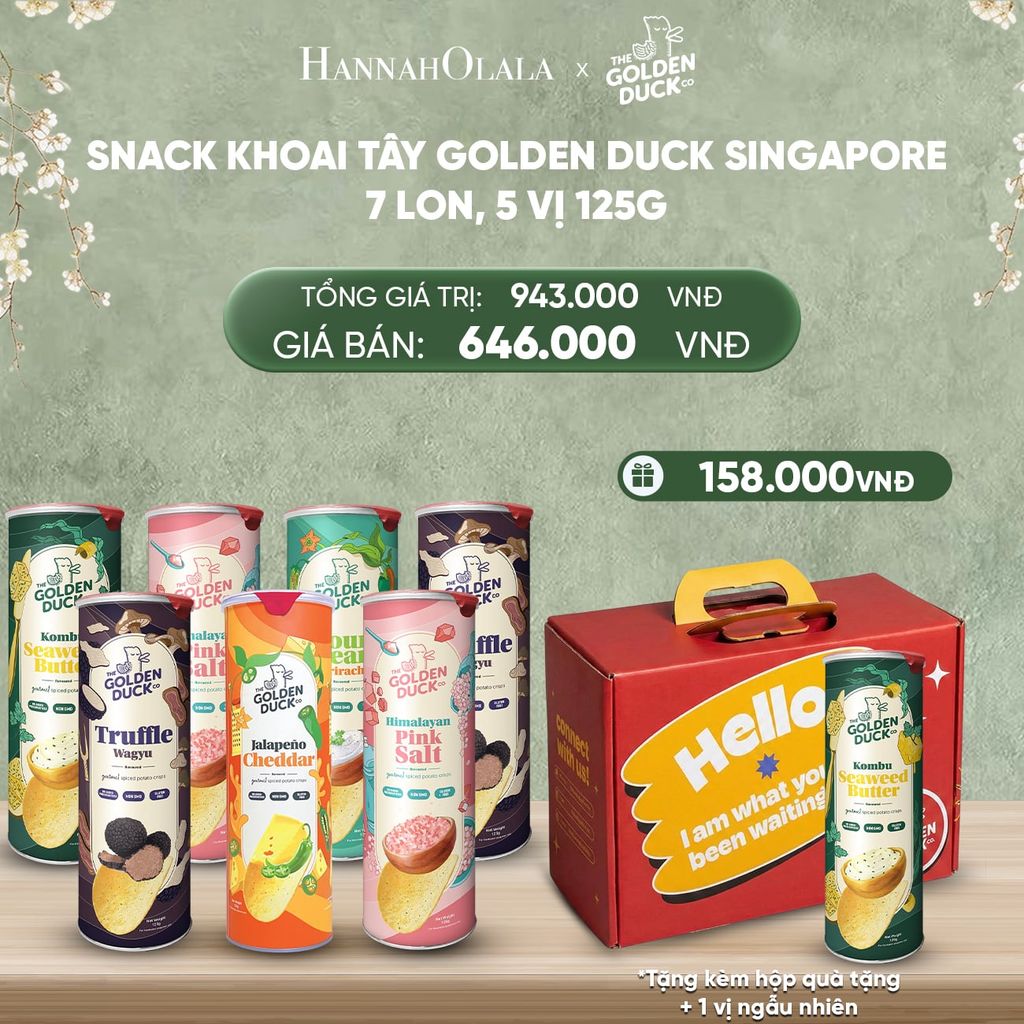  DEAL 2: SNACK KHOAI TÂY GOLDEN DUCK SINGAPORE 7 LON, 5 VỊ 