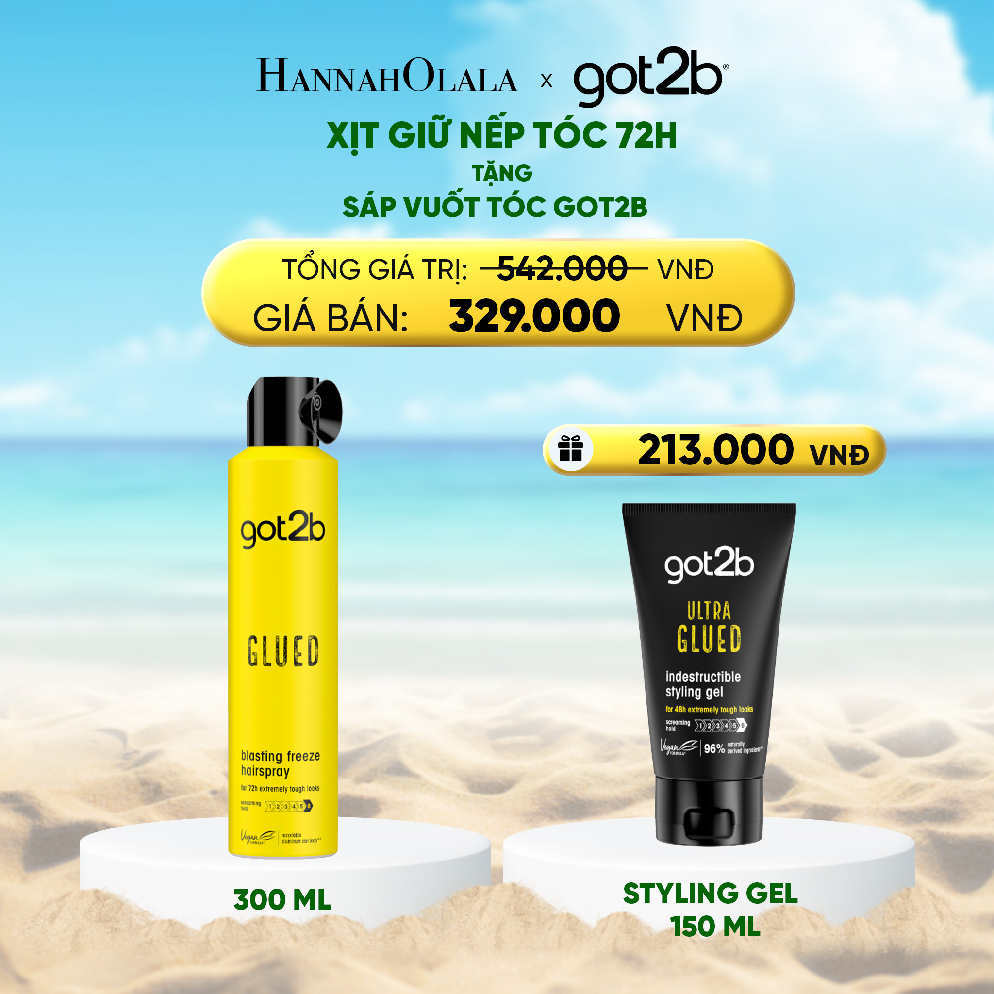 Xịt Giữ Nếp Tóc Got2b Hairspray Màu Vàng