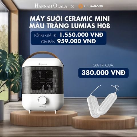  M67_DEAL 30: MÁY SƯỞI CERAMIC MINI MÀU TRẮNG LUMIAS H08 
