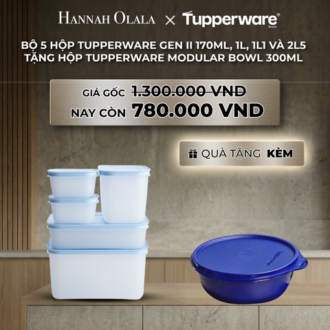  B47_DEAL 37 : BỘ 5 HỘP ĐỰNG THỰC PHẨM TUPPERWARE TRỮ ĐÔNG GEN II 170ML, 1L, 1L1 VÀ 2L5 + TẶNG HỘP ĐỰNG THỰC PHẨM TUPPERWARE TRỮ KHÔ VÀ MÁT MODULAR BOWL 300ML 