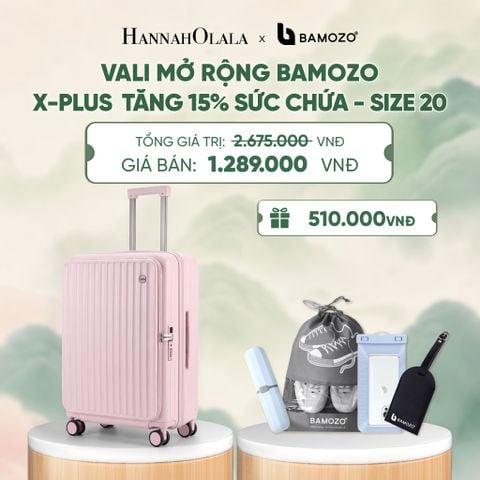  VALI MỞ RỘNG BAMOZO X-PLUS TĂNG 15% SỨC CHỨA, NHỰA PC NGUYÊN KHỐI ( (TẶNG TAG VALI DA + TÚI ĐỰNG ĐT CHỐNG NƯỚC + TÚI ĐỰNG GIÀY + HỘP ĐỰNG BÀN CHẢI) - A690 