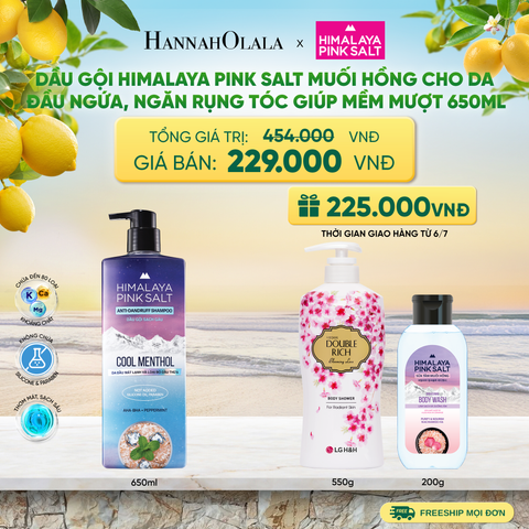  DẦU GỘI HIMALAYA PINK SALT MUỐI HỒNG CHO DA ĐẦU NGỨA, NGĂN RỤNG TÓC GIÚP MỀM MƯỢT, ÓNG Ả 650ML - A720 