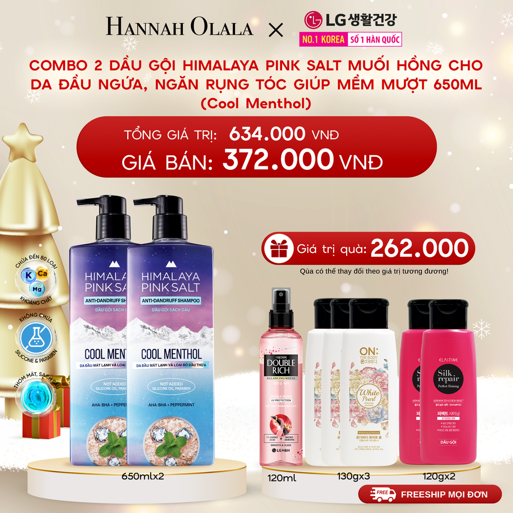  DEAL09: COMBO 2 DẦU GỘI HIMALAYA PINK SALT MUỐI HỒNG GIÚP TÓC MỀM MƯỢT, ÓNG Ả 650ML 