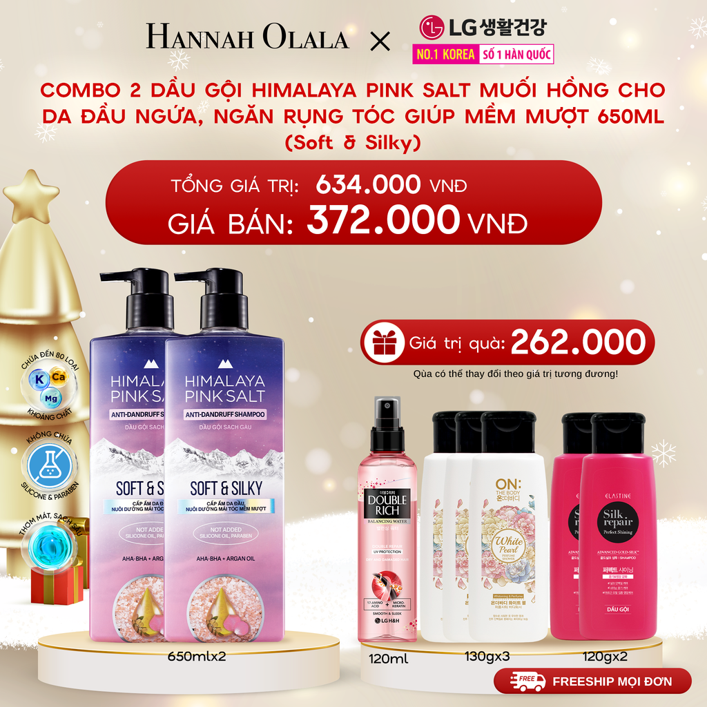 DEAL09: COMBO 2 DẦU GỘI HIMALAYA PINK SALT MUỐI HỒNG GIÚP TÓC MỀM MƯỢT, ÓNG Ả 650ML 