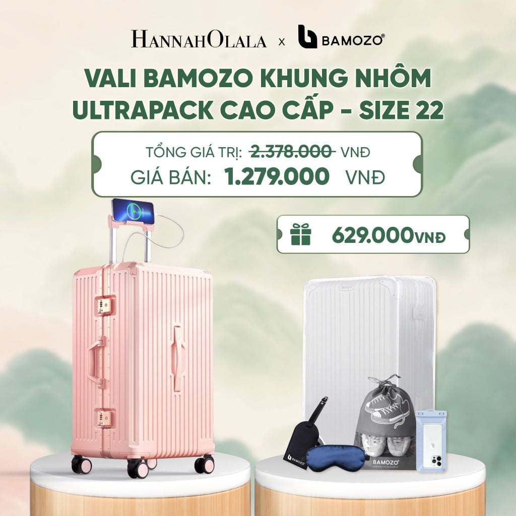  VALI BAMOZO ULTRAPACK LITE CAO CẤP BẢN KHÓA KÉO ( (TẶNG TAG VALI DA + TÚI ĐỰNG ĐT CHỐNG NƯỚC + TÚI ĐỰNG GIÀY + HỘP ĐỰNG BÀN CHẢI) - A702 