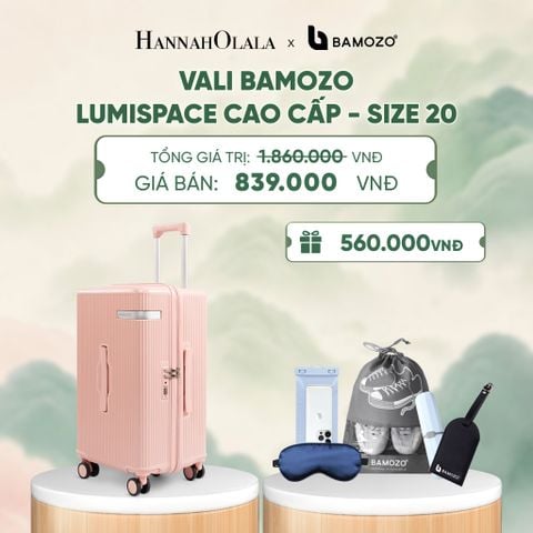  VALI BAMOZO LUMISPACE CAO CẤP (TẶNG TAG VALI DA + TÚI ĐỰNG ĐT CHỐNG NƯỚC + TÚI ĐỰNG GIÀY + HỘP ĐỰNG BÀN CHẢI + BỊT MẮT) - DEAL 1 - A670 